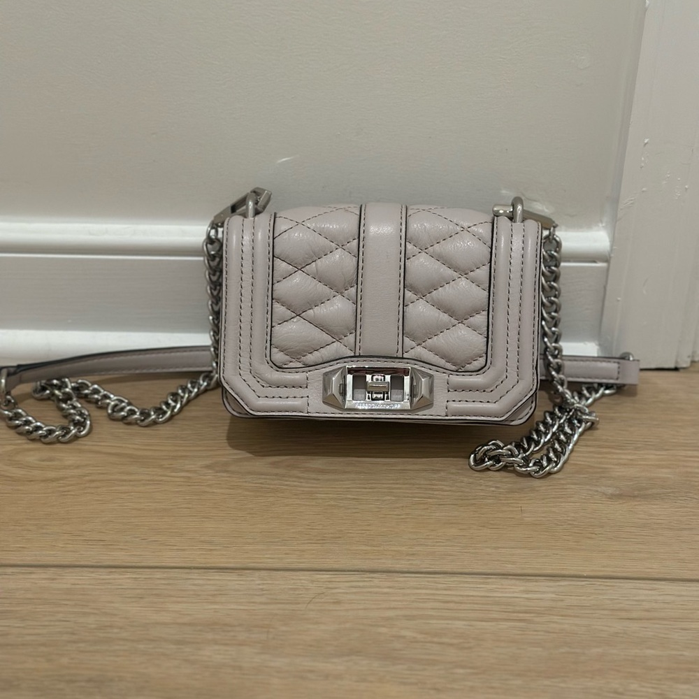 Quilted Leather Crossbody Bag - Grey